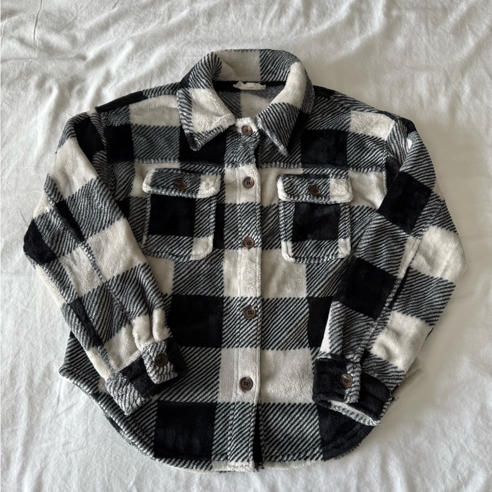 Black And White Plaid Soft Shacket